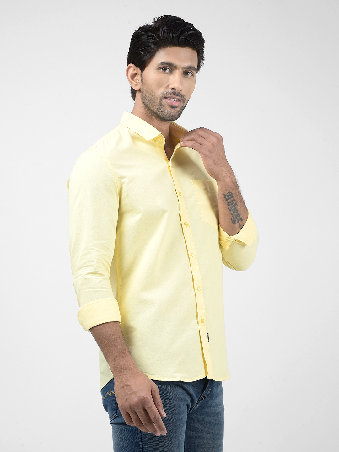 Numero Uno Men Solid Yellow Shirt